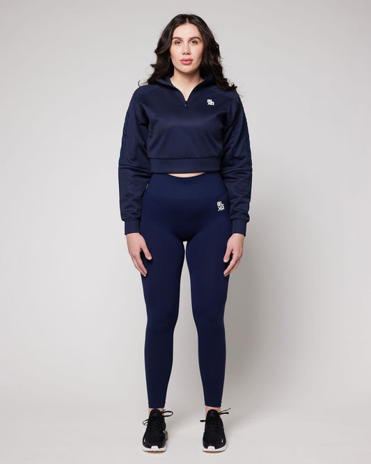 Signature Cropped Sweater Navy Blue